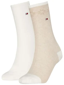 Lot de 2 paires de chaussettes hautes en coton mélangé bicolores avec logo