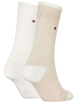 Lot de 2 paires de chaussettes hautes en coton mélangé bicolores avec logo