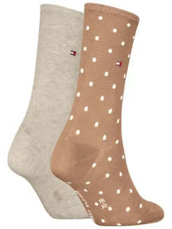 Lot de 2 paires de chaussettes hautes en coton mélangé bicolores avec logo brodé