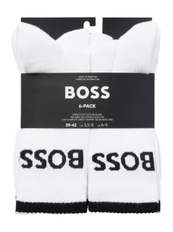 Lot de 6 paires de chaussettes hautes en coton mélangé blanches unies mi-hautes