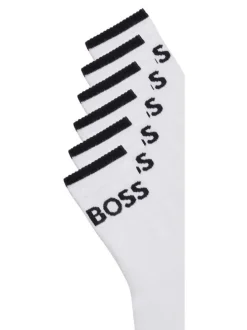 Lot de 6 paires de chaussettes hautes en coton mélangé blanches unies mi-hautes