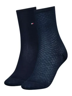 Lot de 2 paires de chaussettes hautes en coton mélangé couleur marine unies