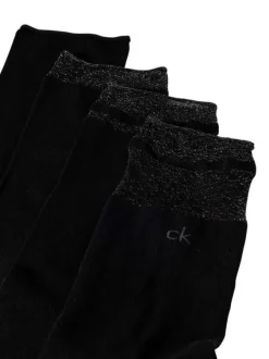 Lot de 4 paires de chaussettes hautes en coton mélangé noires avec liseré
