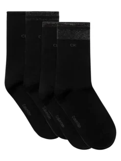 Lot de 4 paires de chaussettes hautes en coton mélangé noires avec liseré