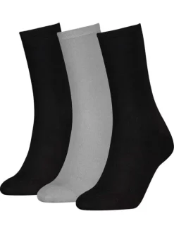Lot de 3 paires de chaussettes hautes en coton mélangé noires et grises unies
