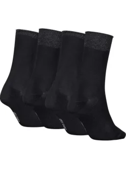 Lot de 4 paires de chaussettes hautes en coton mélangé noires unies