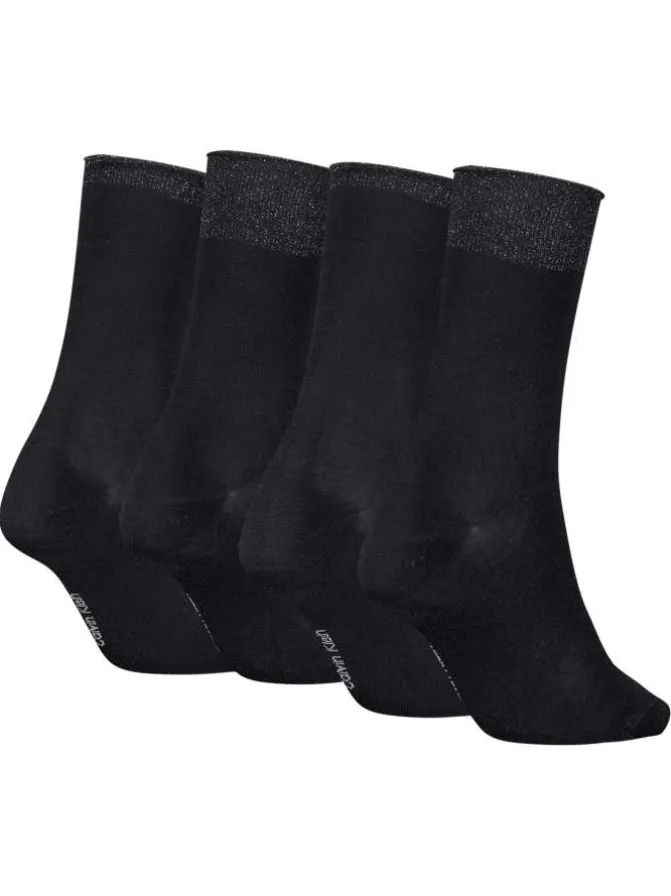 Lot de 4 paires de chaussettes hautes en coton mélangé noires unies