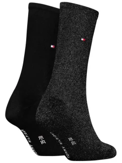 Lot de 2 paires de chaussettes hautes en coton mélangé noires unies