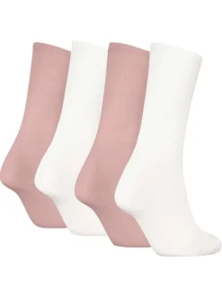 Lot de 4 paires de chaussettes hautes en coton mélangé roses et blanches