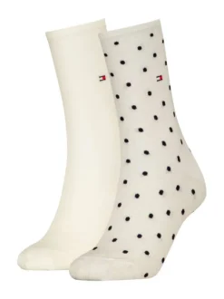 Lot de 2 paires de chaussettes hautes grises à paillettes et à pois