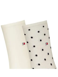 Lot de 2 paires de chaussettes hautes grises à paillettes et à pois