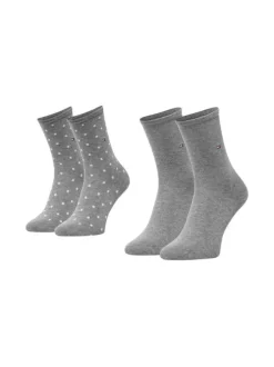 Lot de 2 paires de chaussettes hautes grises à pois avec une coupe haute