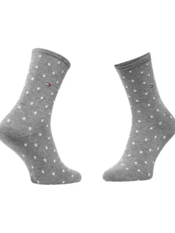 Lot de 2 paires de chaussettes hautes grises à pois avec une coupe haute