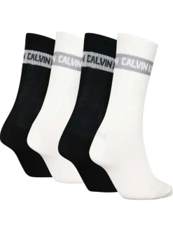 Lot de 4 paires de chaussettes hautes imprimées noires et blanches
