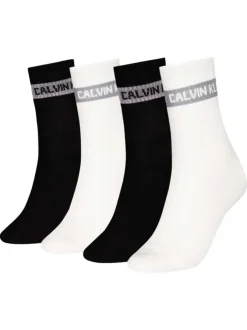 Lot de 4 paires de chaussettes hautes imprimées noires et blanches