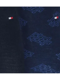Lot de 2 paires de chaussettes hautes marine unies avec une coupe haute et initiales imprimées