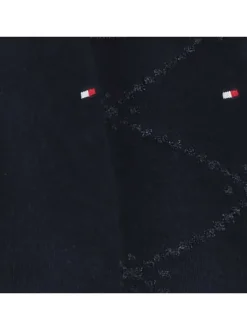 Lot de 2 paires de chaussettes hautes marine unies avec une coupe haute et quadrillage imprimé