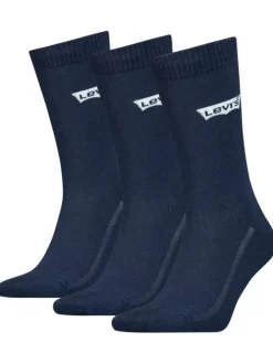 Lot de 3 paires de chaussettes hautes marine unies en coton à coupe haute