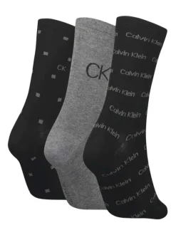 Lot de 3 paires de chaussettes hautes noires avec monogramme imprimé