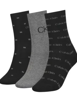 Lot de 3 paires de chaussettes hautes noires avec monogramme imprimé