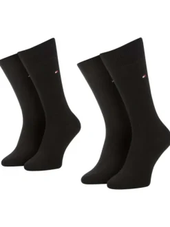 Lot de 2 paires de chaussettes hautes noires en coton mélangé unies