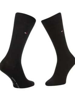 Lot de 2 paires de chaussettes hautes noires en coton mélangé unies