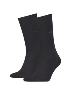 Lot de 2 paires de chaussettes hautes noires en coton mélangé unies