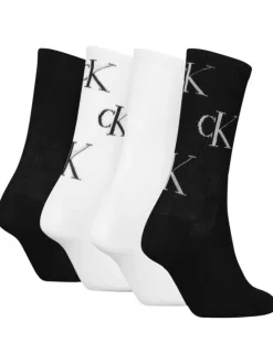 Lot de 4 paires de chaussettes hautes noires monogrammes à coupe haute