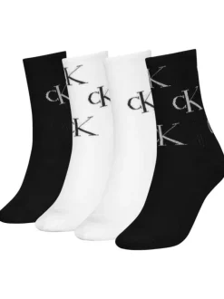 Lot de 4 paires de chaussettes hautes noires monogrammes à coupe haute
