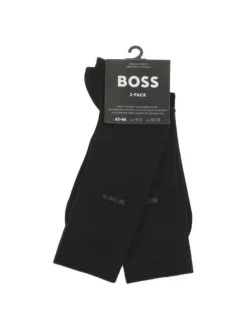 Lot de 2 paires de chaussettes hautes noires unies avec écriture anthracite