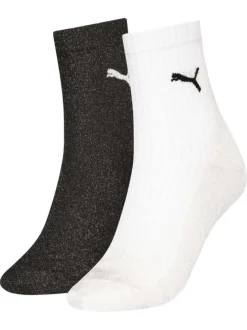 Lot de 2 paires de chaussettes mi-hautes bicolores pailletées avec le logo