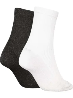 Lot de 2 paires de chaussettes mi-hautes bicolores pailletées avec le logo