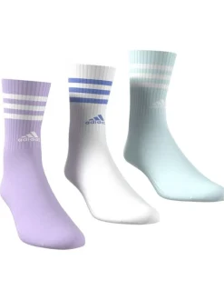 Lot de 3 paires de chaussettes mi-hautes multicolores unies 3 bandes