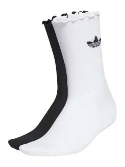 Lot de 2 paires de chaussettes mi-hautes noires et blanches avec logo trefoil