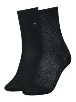 Lot de 2 paires de chaussettes noires unies avec une coupe haute