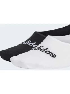 Lot de 2 paires de socquettes invisibles noires et blanches, logos contrastés