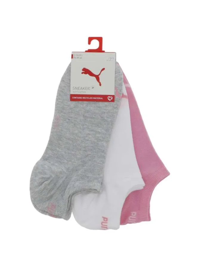 Lot de 3 paires de socquettes tricolores unies avec le logo de la marque