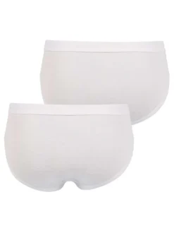 Lot de 2 slips blancs en coton unis avec tailles élastiquées