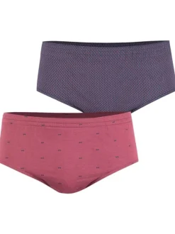 Lot de 2 slips en coton bicolore à imprimé et avec une coupe fermée