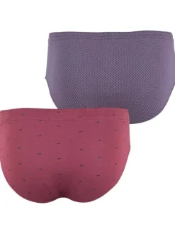 Lot de 2 slips en coton bicolore à imprimé et avec une coupe fermée