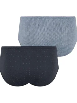 Lot de 2 slips en coton bicolore à motifs taille haute à taille élastiquée