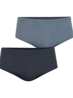 Lot de 2 slips en coton bicolore à motifs taille haute à taille élastiquée