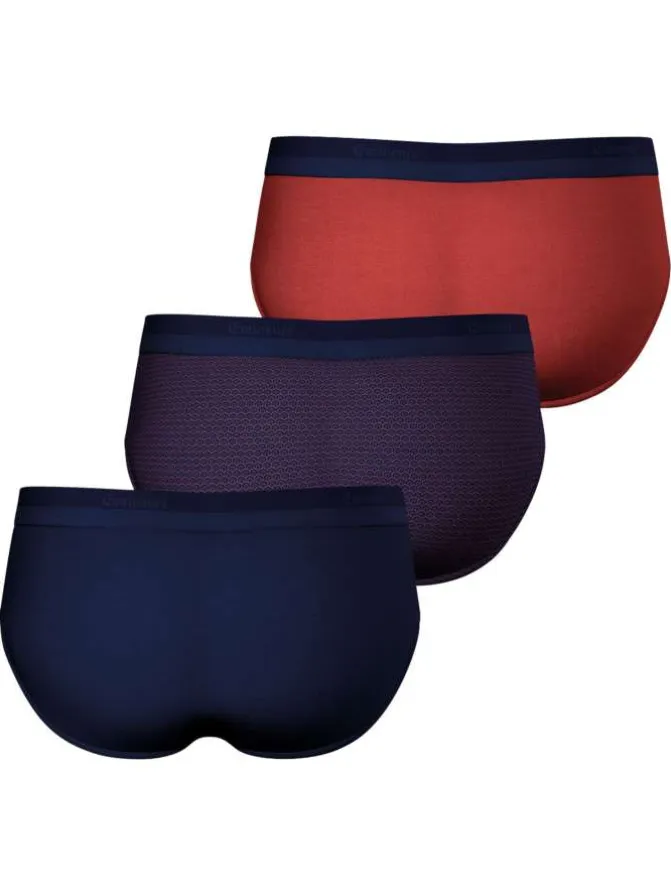 Lot de 3 slips en coton bicolores à motifs avec le nom de la marque