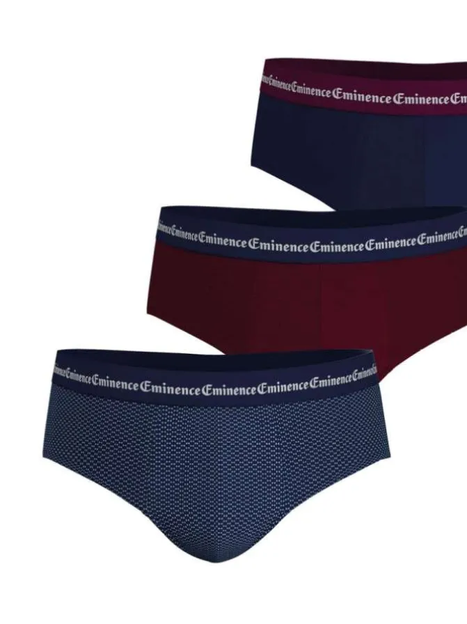 Lot de 3 slips en coton bicolores à petits motifs avec le nom de la marque