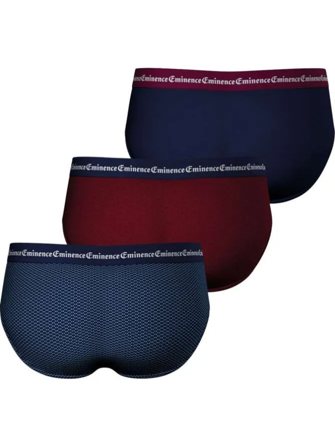 Lot de 3 slips en coton bicolores à petits motifs avec le nom de la marque