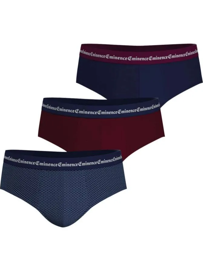 Lot de 3 slips en coton bicolores à petits motifs avec le nom de la marque