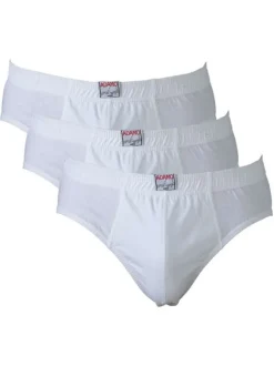 Lot de 3 slips en coton blanc unis à coupe fermée et taille élastiquée