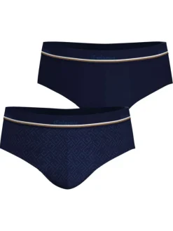Lot de 2 slips en coton bleus marine avec un imprimé monogrammes