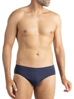 Lot de 3 slips en coton bleus à motifs pourvus d'une taille basse