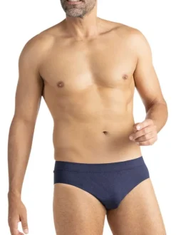 Lot de 3 slips en coton bleus à motifs pourvus d'une taille basse